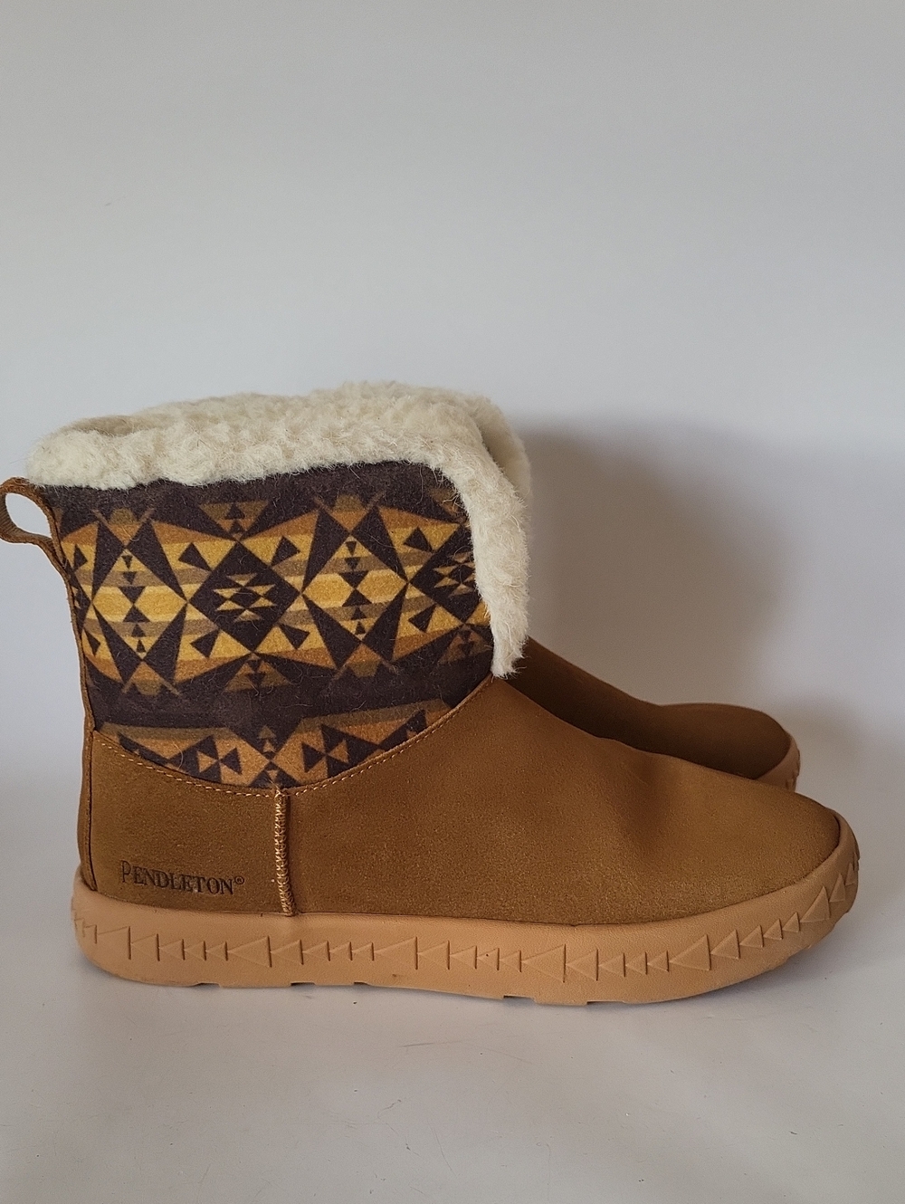 Pendleton Women's Cabin Fold-Down Slipper Boots Brown Geometric Size 9